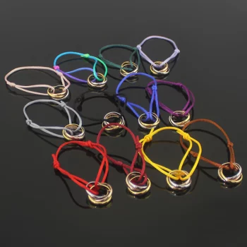 Hot sell titanium steel hand rope love bracelet three ring three color for women men couple jewelry wholesale top quality h bracelet