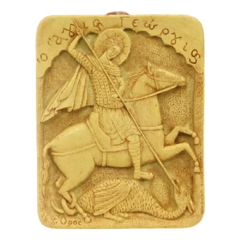 Икона Георгий Победоносец, 13х15 см, вес: 378 г, цвет: бежевый